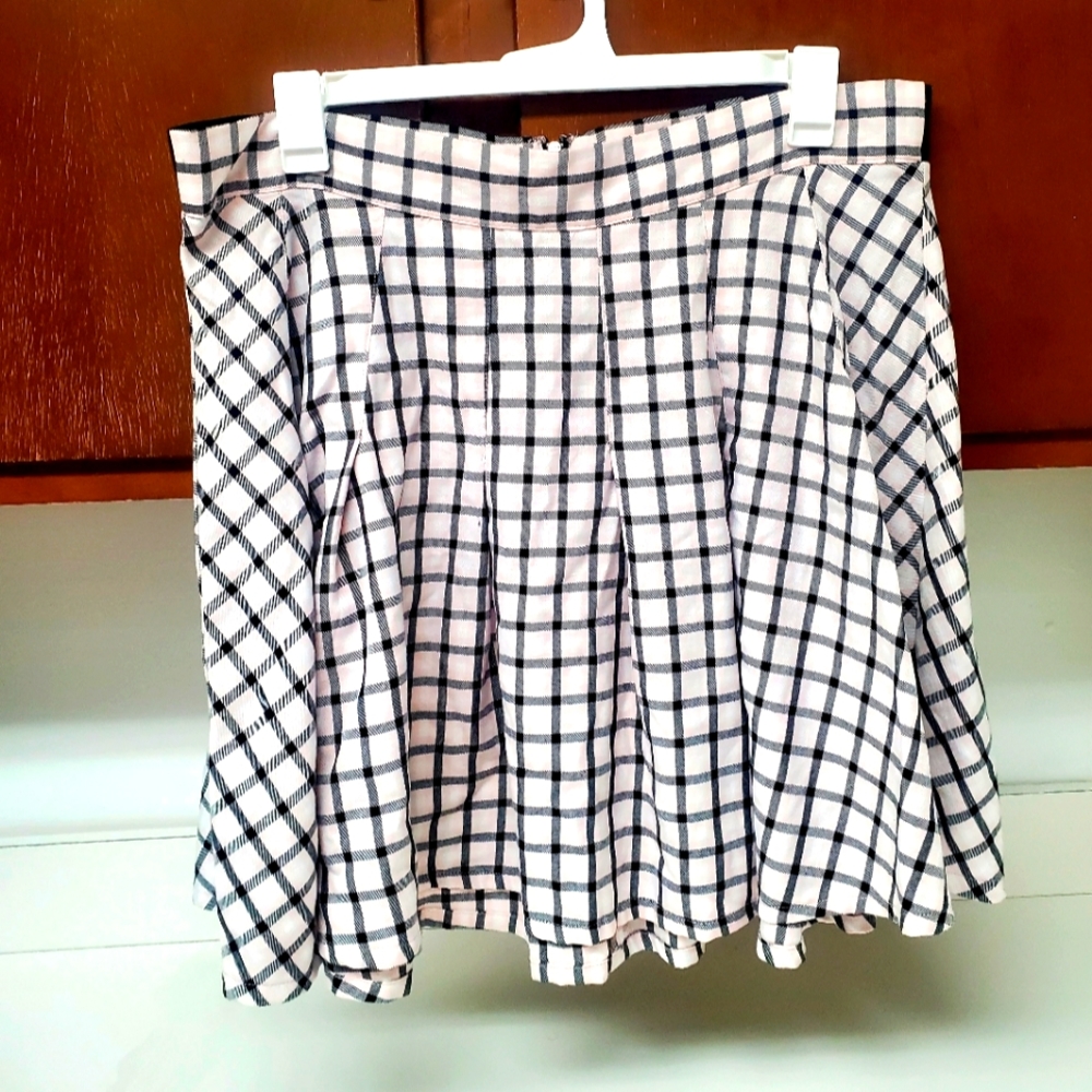light pink checked skirt